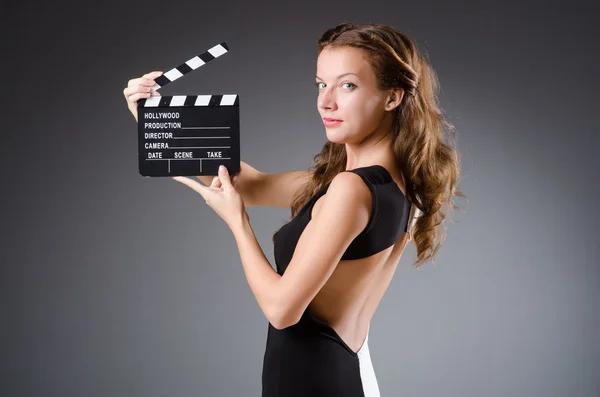 Young woman in movie concept — Stock Photo, Image