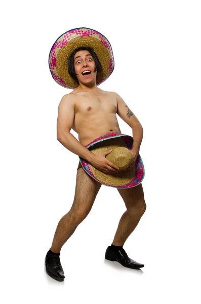 Naakte Mexicaanse man geïsoleerd op wit — Stockfoto