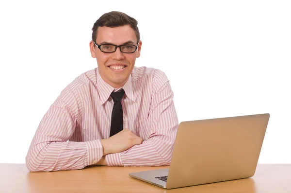 Jonge zakenman geïsoleerd op de witte — Stockfoto