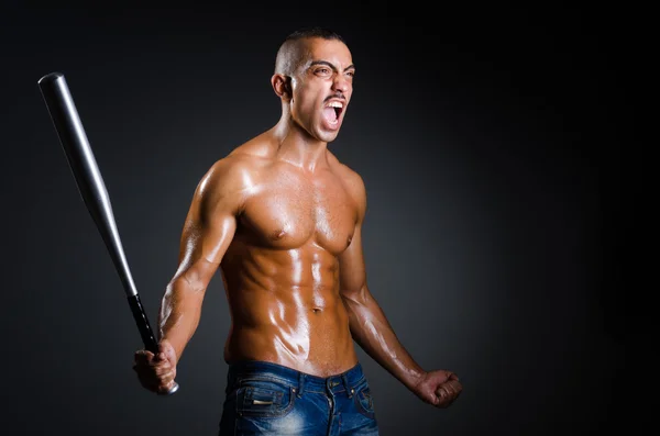 Ripped man with baseball bat — Stock Photo, Image