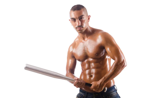 Ripped man with baseball bat — Stock Photo, Image