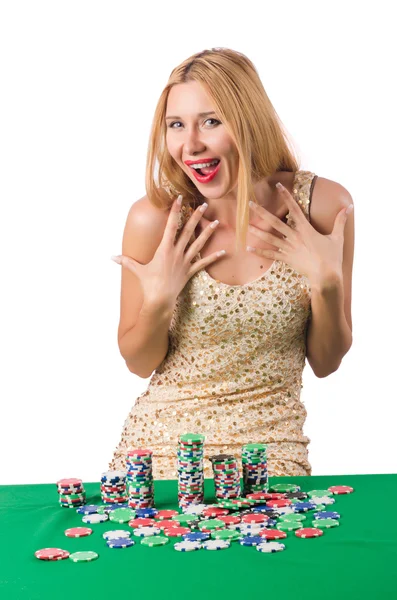 Giovane donna nel concetto di gioco d'azzardo del casinò — Foto Stock