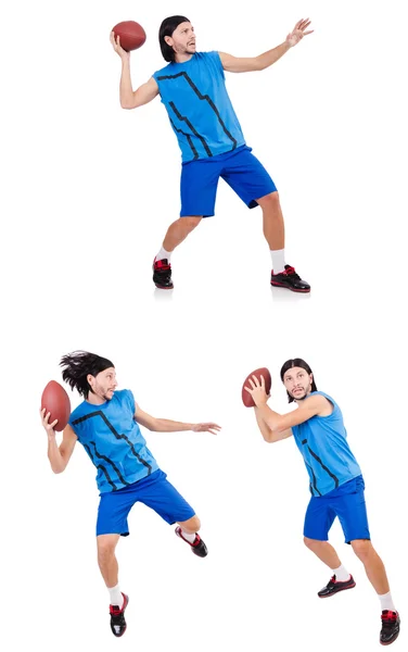 Young american football player on white — Stock Photo, Image