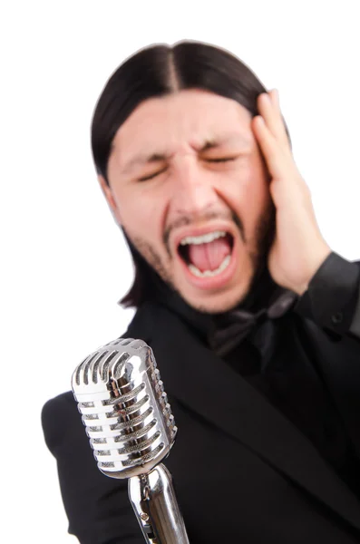 Hombre cantando en el club de karaoke —  Fotos de Stock