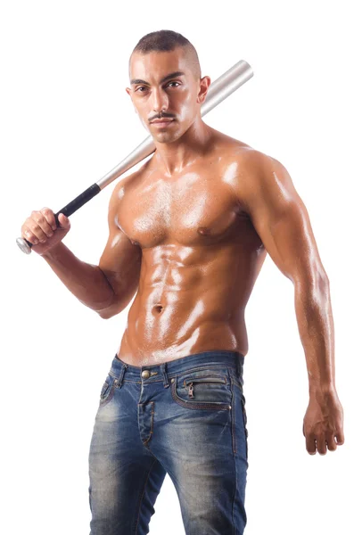 Ripped man with baseball bat — Stock Photo, Image