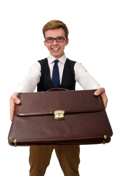 Divertido hombre de negocios aislado en blanco — Foto de Stock