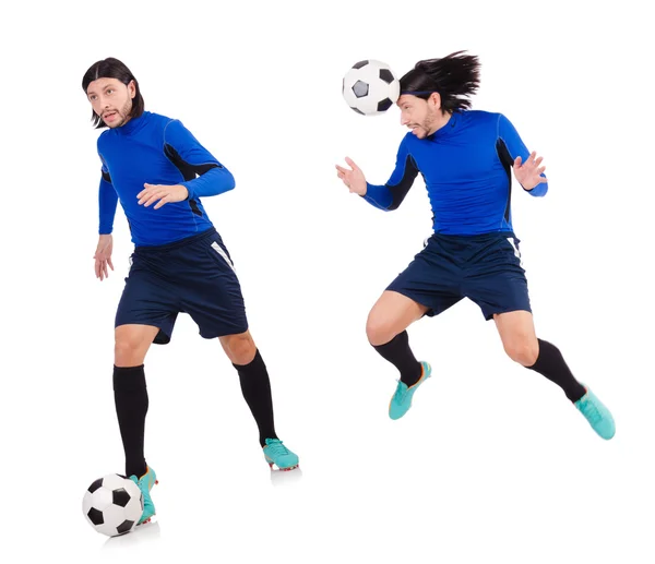 Jogador de futebol isolado no fundo branco — Fotografia de Stock