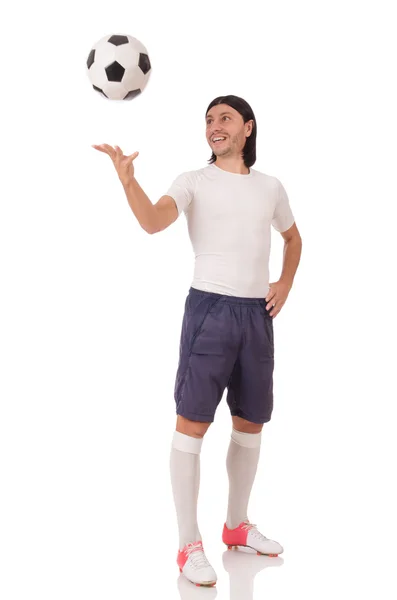 Young footballer isolated on the white — Stock Photo, Image