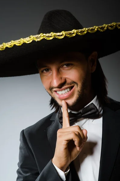 Young mexican man wearing sombrero — Stock Photo, Image