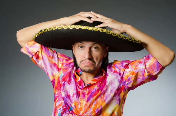 Young mexican man wearing sombrero — Stock Photo, Image