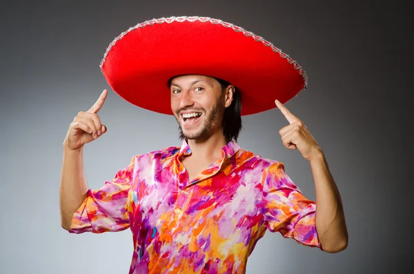 Young mexican man wearing sombrero — Stock Photo, Image