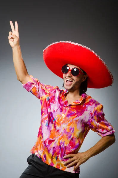 Young mexican man wearing sombrero — Stock Photo, Image