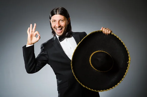 Young mexican man wearing sombrero — Stock Photo, Image