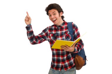 Beyaz tenli genç öğrenci.