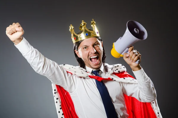 Young king businessman in royal concept — Stock Photo, Image