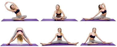 Beyaz üzerinde egzersiz yapan genç bir kadın.