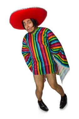 Çıplak Meksikalı adam beyazların üzerinde izole edilmiş.