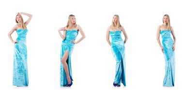 Beyaz üzerine uzun model modayla moda kavramı