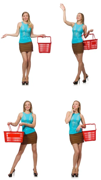 Foto composta de mulher com cesta de compras — Fotografia de Stock