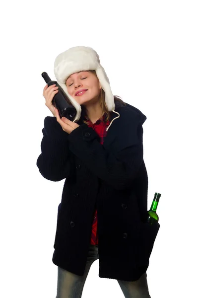 Woman with hat in funny concept — Stock Photo, Image