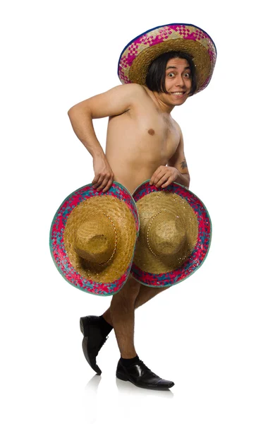 Naked mexican man isolated on white — Stock Photo, Image