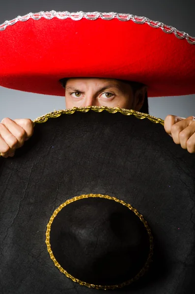 Young mexican man wearing sombrero — Stock Photo, Image