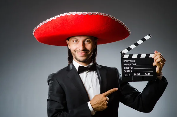 Young mexican man wearing sombrero — Stock Photo, Image