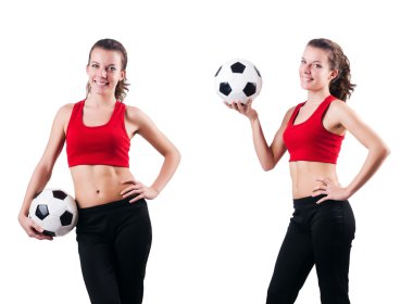 futbol oynarken üzerine beyaz kadın