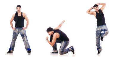 Dansçı beyaz üzerinde dans ediyor
