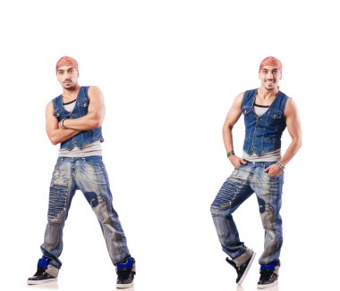 Dansçı beyaz üzerinde dans ediyor