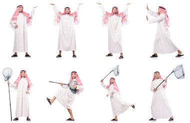 Ağ yakalayan Arap beyaz üzerine izole edilmiş.