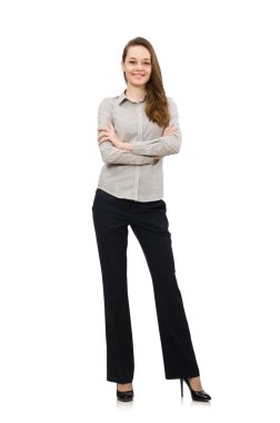 Güzel ofis yöneticisi beyazda izole edilmiş