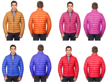 Moda konsepti olan genç bir adam beyazlara izole edilmiş.