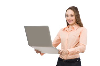 Güzel ofis yöneticisi beyazda izole edilmiş