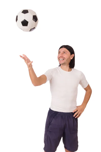 Young footballer isolated on the white — Stock Photo, Image