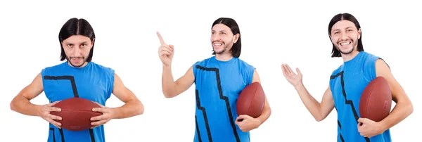 Young american football player on white — Stock Photo, Image