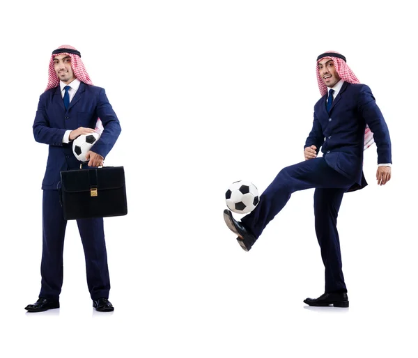 Arabský podnikatel s fotbalem — Stock fotografie