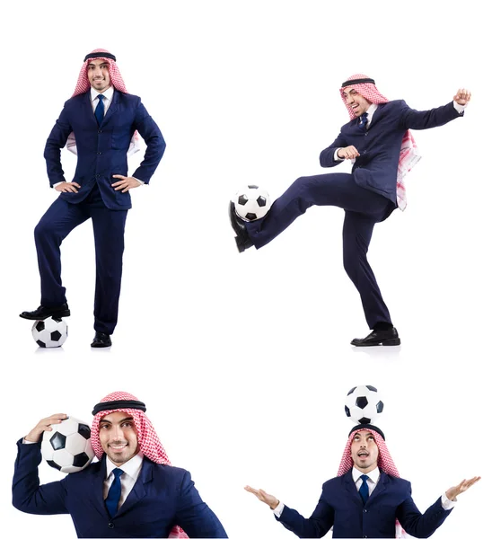 Homme d'affaires arabe avec football — Photo