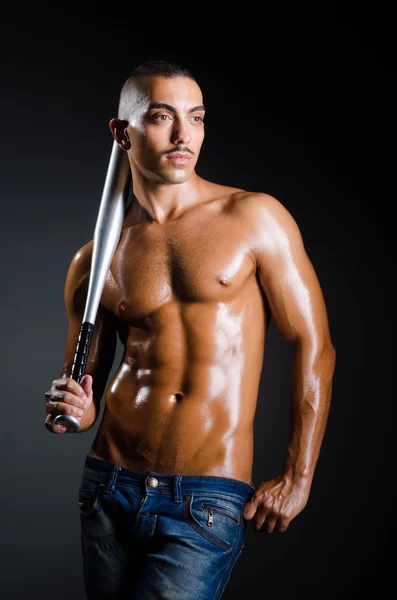 Ripped man with baseball bat — Stock Photo, Image