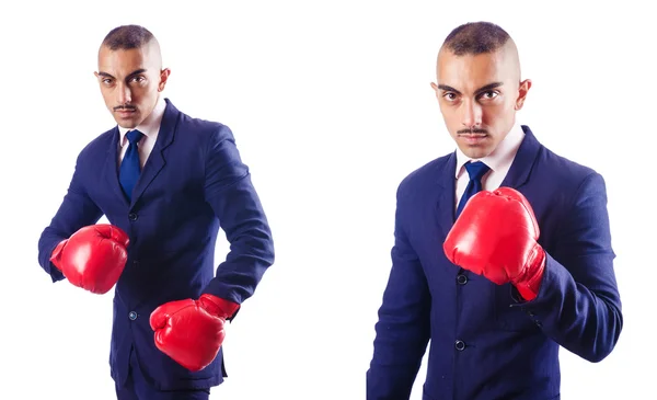 Bonito homem de negócios com luvas de boxe — Fotografia de Stock