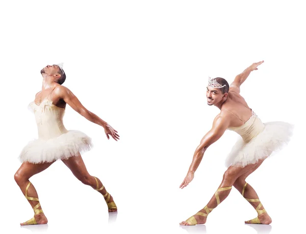 Homme en tutu ballet isolé sur blanc — Photo