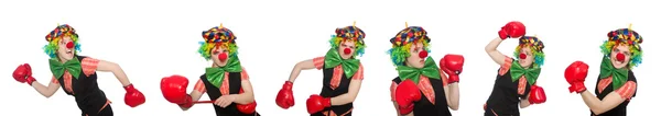 Клоун в різних позах ізольовані на білому — стокове фото