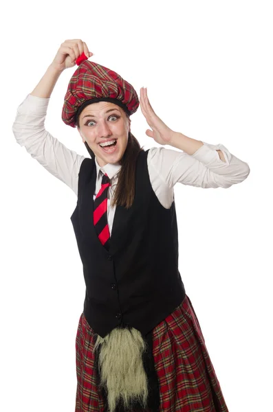 Skotský žena izolovaných na bílém pozadí — Stock fotografie