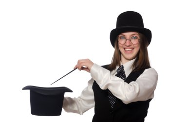Woman magician isolated on the white clipart