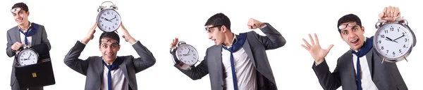 Hombre con reloj aislado en blanco —  Fotos de Stock