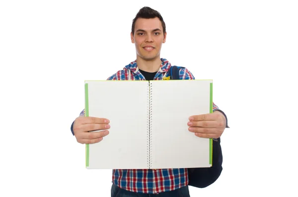 Usměvavá bělošský student s batohem — Stock fotografie