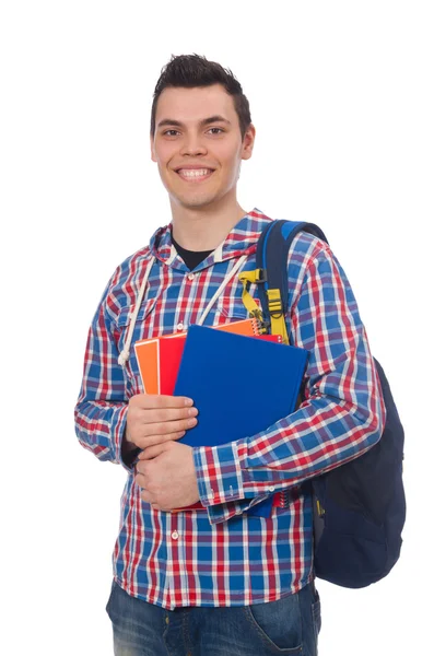 Sourire étudiant caucasien avec sac à dos — Photo