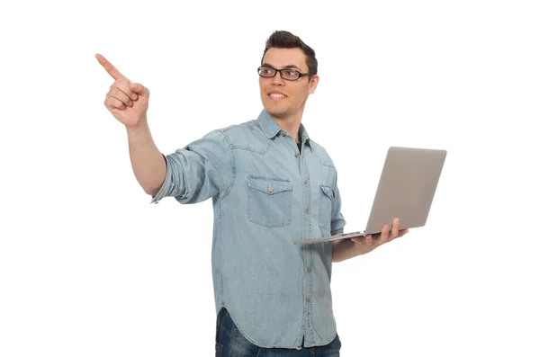 Jeune étudiant homme isolé sur blanc — Photo