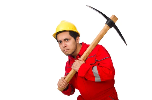 Man with axe isolated on white — Stock Photo, Image