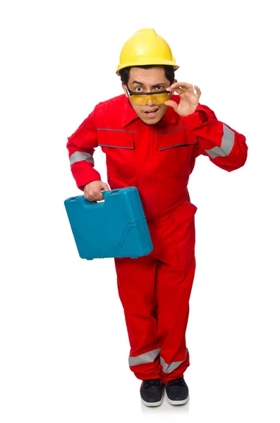 Hombre en mono aislado en blanco — Foto de Stock